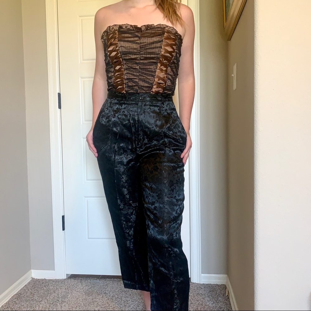 VTG Handmade Silky Monochromatic Black Dress Pants